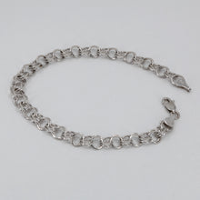 Load image into Gallery viewer, 14K Solid White Gold Fancy Design Double Loop Circle Link Bracelet 8&quot; 8.8 Grams
