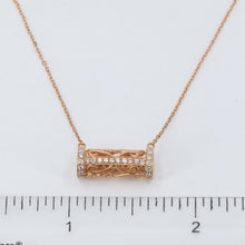 將圖片載入圖庫檢視器 18K Solid Rose Gold Round Link Chain Necklace with Diamond Barrel Pendant 15.5&quot; - 17.5&quot; D0.27 CT
