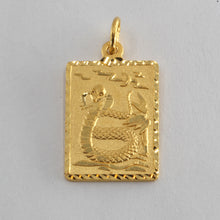 Load image into Gallery viewer, 24K Solid Yellow Gold Rectangular  Zodiac Snake Pendant 5.3 Grams
