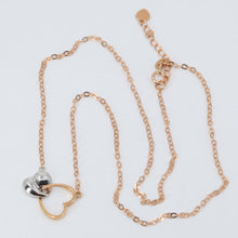 將圖片載入圖庫檢視器 18K Solid Rose White Gold Round Link Chain Necklace with Heart Pendant 16&quot; 3.1 Grams

