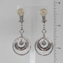 將圖片載入圖庫檢視器 14K White Gold Diamond Circular French Clip Hanging Earrings D3.14 CT
