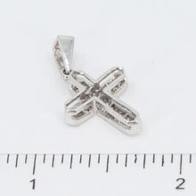 將圖片載入圖庫檢視器 14K Solid White Gold Diamond Cross Pendant D0.65 CT
