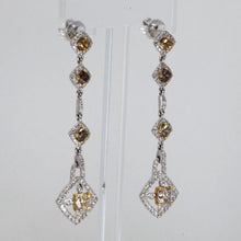 將圖片載入圖庫檢視器 18K Solid White Gold Fancy Color Diamond Hanging Stud Earrings D3.45 CT
