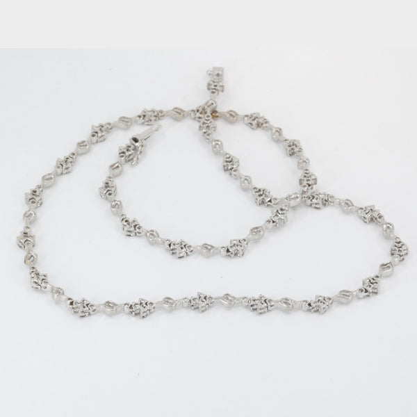18K Solid White Gold Diamond Necklace 2.28 CT