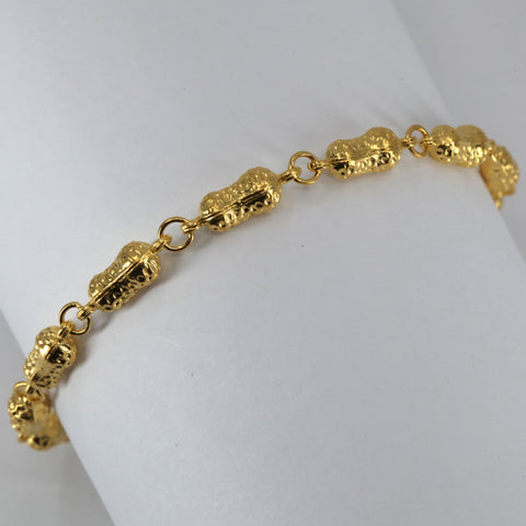 24K Solid Yellow Gold Peanut Design Bracelet 7.4 Grams