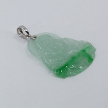 Load image into Gallery viewer, 18K Solid White Gold Buddha Jade Pendant 2.9 Grams
