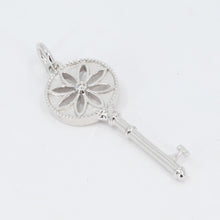 Load image into Gallery viewer, 18K Solid White Gold Diamond Key Pendant D0.01 CT
