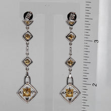 將圖片載入圖庫檢視器 18K Solid White Gold Fancy Color Diamond Hanging Stud Earrings D3.45 CT
