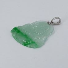 Load image into Gallery viewer, 18K Solid White Gold Buddha Jade Pendant 2.9 Grams
