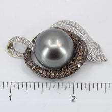 Load image into Gallery viewer, 18K White Gold Diamond South Sea Black Pearl Pendant D1.90 CT
