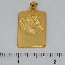 將圖片載入圖庫檢視器 24K Solid Yellow Gold Zodiac Horse Rectangular Pendant 7.7 Grams
