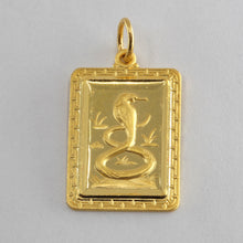 Load image into Gallery viewer, 24K Solid Yellow Gold Rectangular Zodiac Snake Pendant 7.1 Grams
