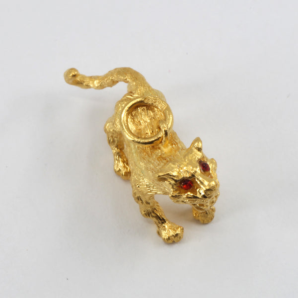 24K Solid Yellow Gold 3D Zodiac Tiger Pendant 8.3 Grams