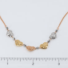 將圖片載入圖庫檢視器 18K Solid Rose Gold Link Chain Necklace with Tri Color Heart Pendant 16&quot;-17&quot; 3.8 Grams
