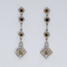 Load image into Gallery viewer, 18K Solid White Gold Fancy Color Diamond Hanging Stud Earrings D3.45 CT
