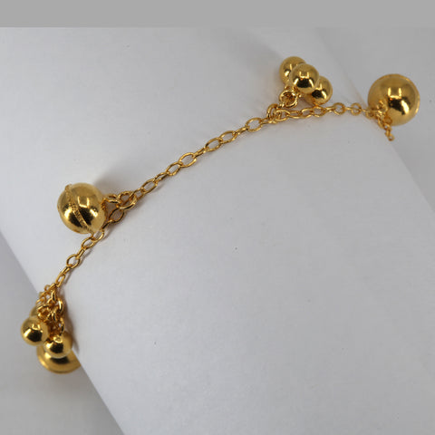 24K Solid Yellow Gold Charm Ball Bracelet 10.1 Grams