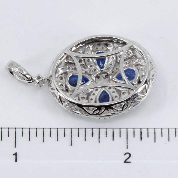 18K White Gold Diamond Sapphire Pendant S2.47CT D1.75CT