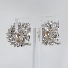 Load image into Gallery viewer, 18K White Gold Diamond South Sea White Pearl French Clip Earrings D2.70 CT
