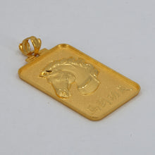 將圖片載入圖庫檢視器 24K Solid Yellow Gold Zodiac Horse Rectangular Pendant 7.7 Grams
