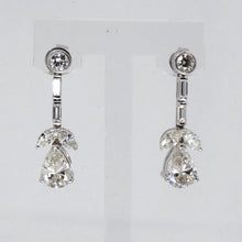 將圖片載入圖庫檢視器 18K Solid White Gold Pear Shape Diamond Hanging Stud Earrings D4.68 CT
