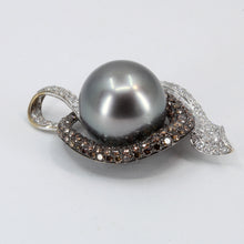 Load image into Gallery viewer, 18K White Gold Diamond South Sea Black Pearl Pendant D1.90 CT
