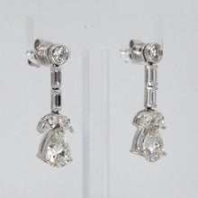 Load image into Gallery viewer, 18K Solid White Gold Pear Shape Diamond Hanging Stud Earrings D4.68 CT
