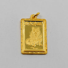 Load image into Gallery viewer, 24K Solid Yellow Gold Rectangular Zodiac Dog Hollow Pendant 1.7 Grams

