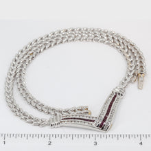 將圖片載入圖庫檢視器 14K Solid White Gold Diamond Ruby Necklace R0.78 CT
