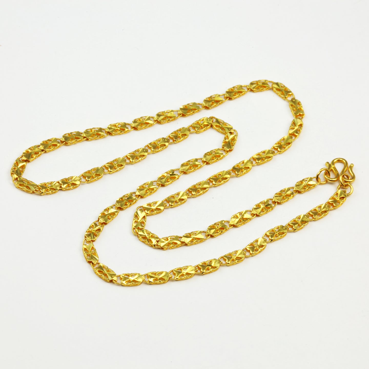 24K Solid Yellow Gold Design Link Chain 9.74 Grams 17