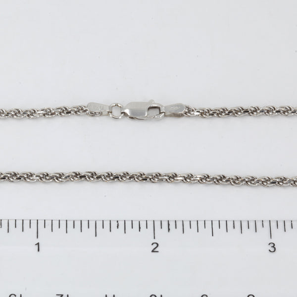 14K Solid White Gold Rope Chain 16" 9.3 Grams