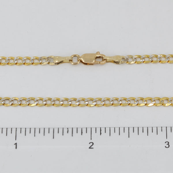 14K Solid Yellow Gold Flat Stone Cut Cuban Link Chain 24" 9.5 Grams
