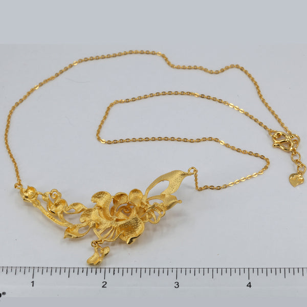 24K Solid Yellow Gold Wedding Flower Chain 20.54 Grams