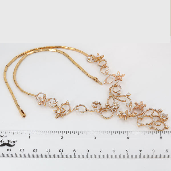 18K Solid Rose Gold Diamond Necklace 4.73 CT