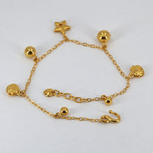 Load image into Gallery viewer, 24K Solid Yellow Gold Charm Strawberry Star Ball Bracelet 8.3 Grams

