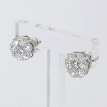 Load image into Gallery viewer, 14K Solid White Gold Diamond Stud Screw Back Earrings D2.18 CT
