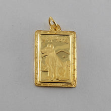 Load image into Gallery viewer, 24K Solid Yellow Gold Rectangular Zodiac Dog Hollow Pendant 1.8 Grams
