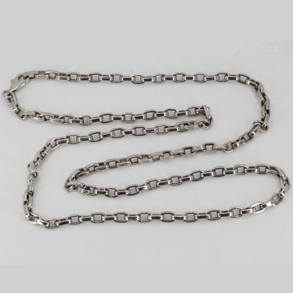 14K Solid White Gold Oval Link Chain 24" 14.7 Grams