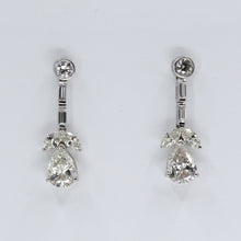 Load image into Gallery viewer, 18K Solid White Gold Pear Shape Diamond Hanging Stud Earrings D4.68 CT
