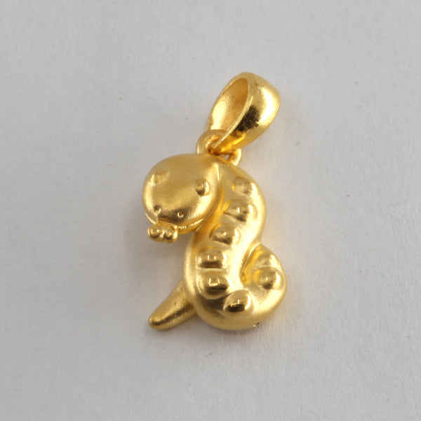 24K Solid Yellow Gold 3D Zodiac Snake Hollow Pendant 1.5 Grams