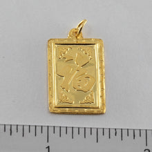 將圖片載入圖庫檢視器 24K Solid Yellow Gold Rectangular Zodiac Dog Hollow Pendant 1.8 Grams
