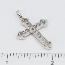 將圖片載入圖庫檢視器 18K Solid White Gold Diamond Cross Pendant D0.13 CT
