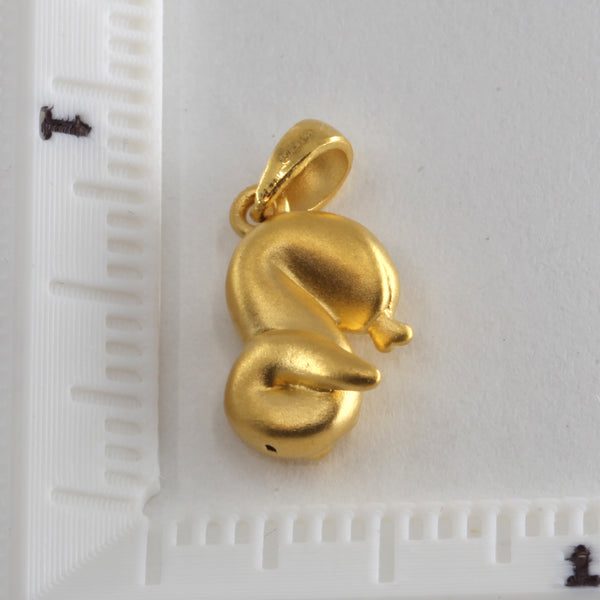 24K Solid Yellow Gold 3D Zodiac Snake Hollow Pendant 1.5 Grams