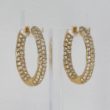 Load image into Gallery viewer, 18K Solid Yellow Gold Diamond Hoop Earrings D3.30 CT
