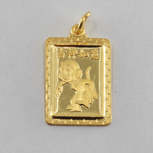 Load image into Gallery viewer, 24K Solid Yellow Gold Rectangular Zodiac Monkey Pendant 4.1 Grams
