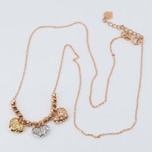 Load image into Gallery viewer, 18K Solid Rose Gold Square Link Chain Necklace with Tri Color Heart Pendant 16&quot; 3.2 Grams
