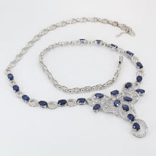 Load image into Gallery viewer, 18K Solid White Gold Diamond Sapphire Necklace S12.65 CT
