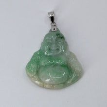 Load image into Gallery viewer, 14K Solid White Gold Buddha Jade Pendant 5.8 Grams
