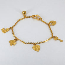 Load image into Gallery viewer, 24K Solid Yellow Gold Charm Boat Fish Heart Key Lock Ball Bracelet 10.2 Grams
