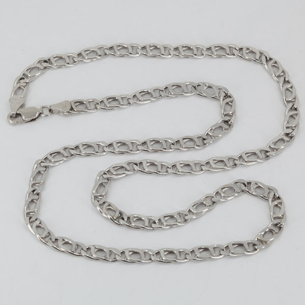 14K Solid White Gold Design Link Chain 18" 9 Grams