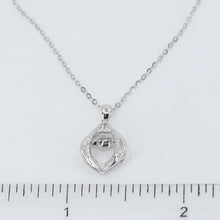 將圖片載入圖庫檢視器 18K Solid White Gold Round Link Chain Necklace with Diamond Pendant 16&quot; - 18&quot; D0.05CT
